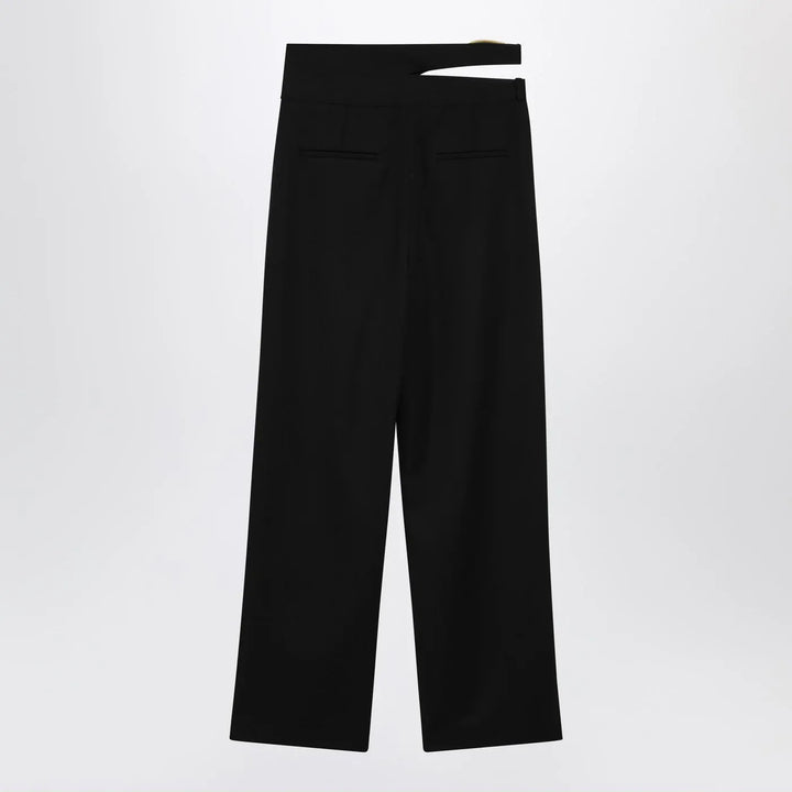 Chloé - Black trousers with double belt and gold buckles Brand Pants 40  FR