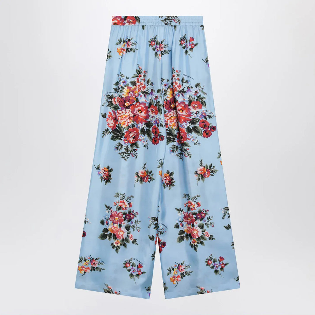 Dolce&amp;Gabbana - Silk twill trousers with floral print Brand Pants