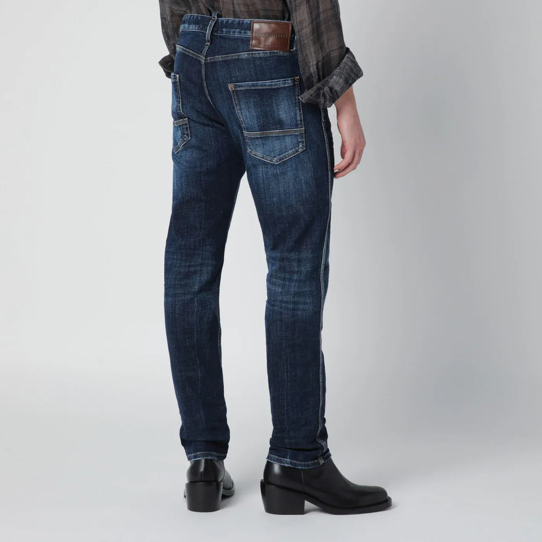Dsquared2 - Slim-fit jeans in blue washed denim with distressed details Brand Pants