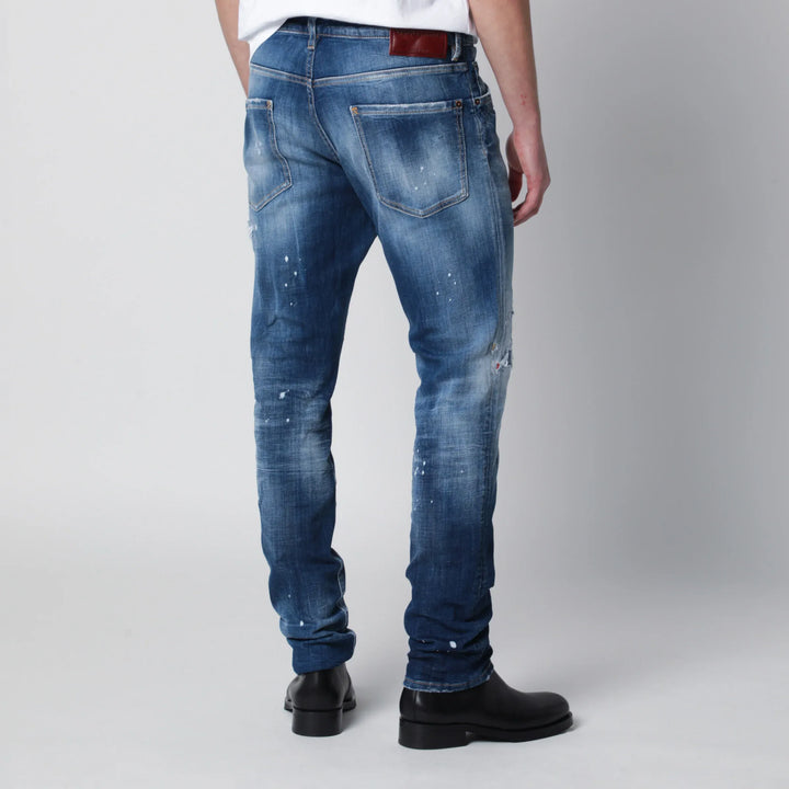 Dsquared2 - Slim Washed Blue Jeans with Rips Brand Pants