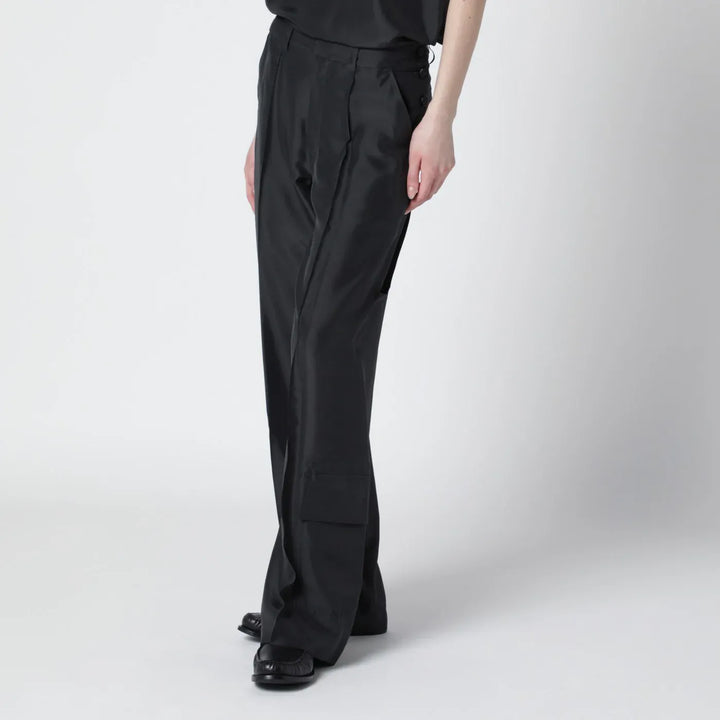 Durazzi Milano - Dark grey silk cargo trousers Brand Pants