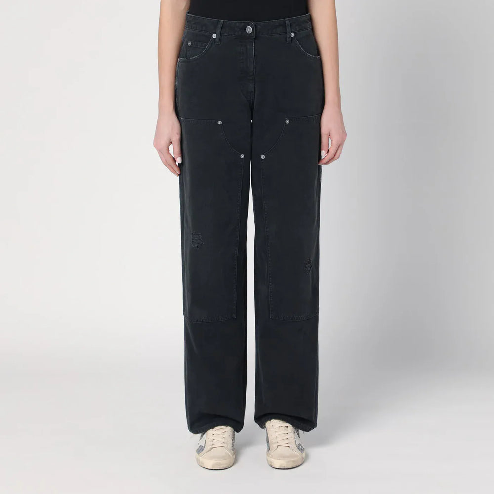 Golden Goose - Wide black trousers in denim Brand Pants 42  IT