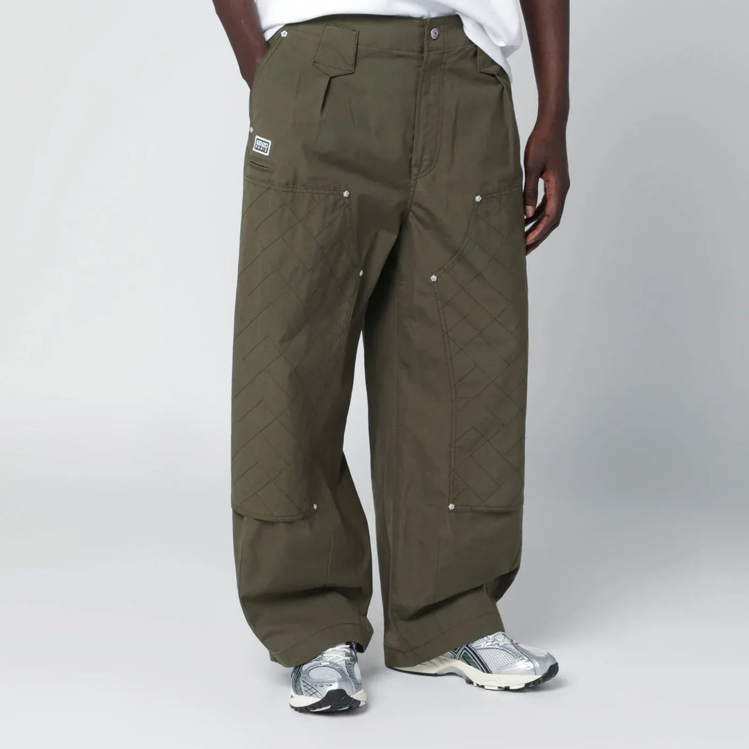 KENZO - Khaki green cotton trousers Brand Pants 38 FR