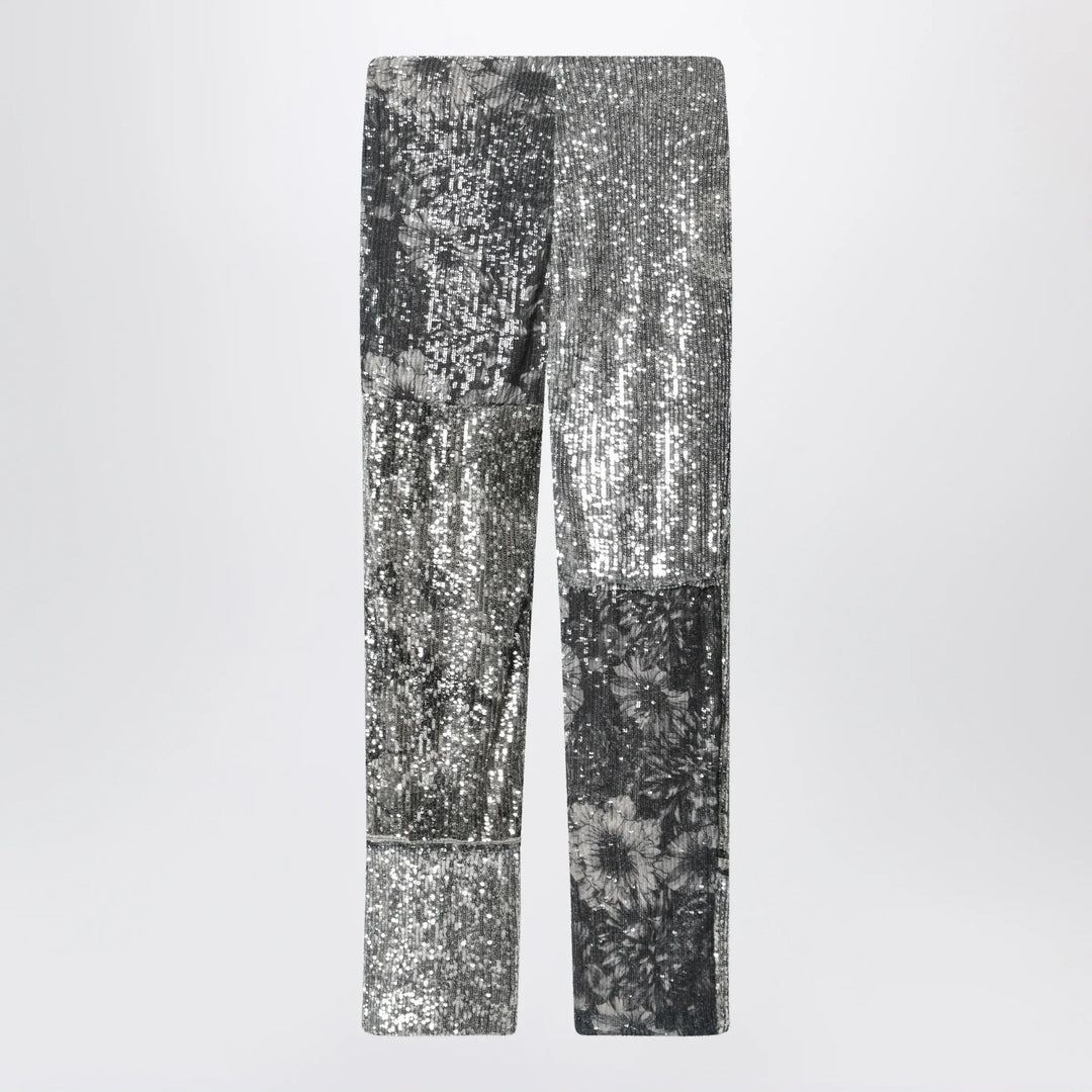 Maison Margiela - Patchwork trousers with floral sequins, multicolor Brand Pants