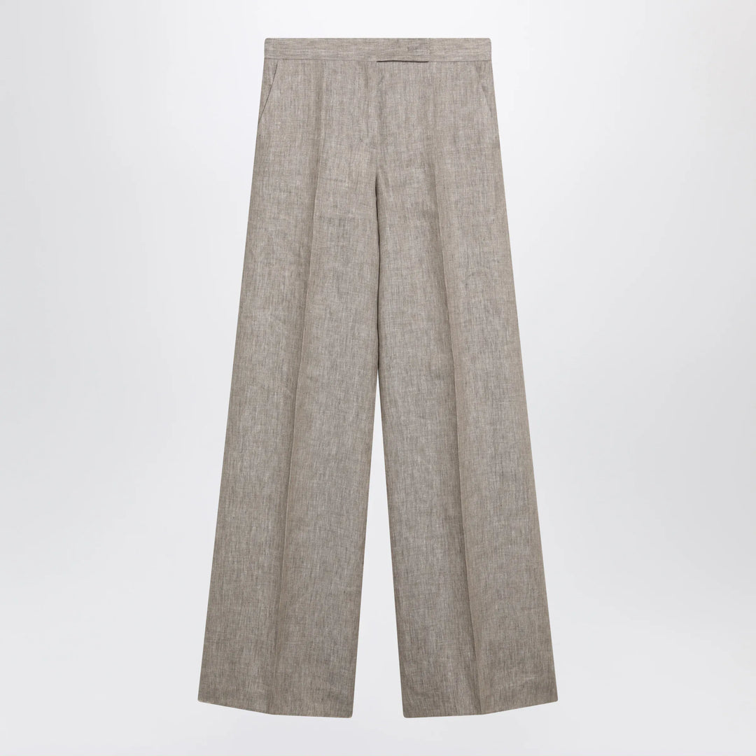 Max Mara - Beige chevron linen trousers Brand Pants 40  IT