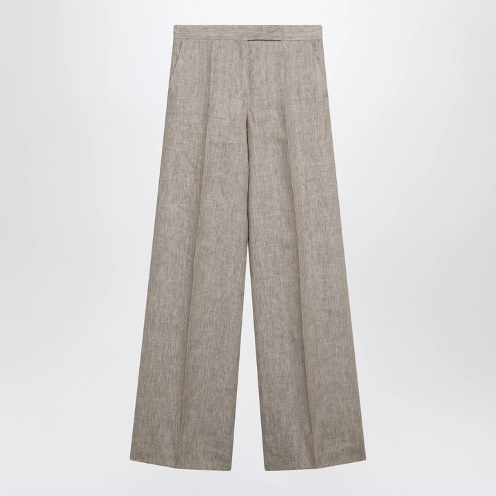 Max Mara - Beige chevron linen trousers Brand Pants 40  IT