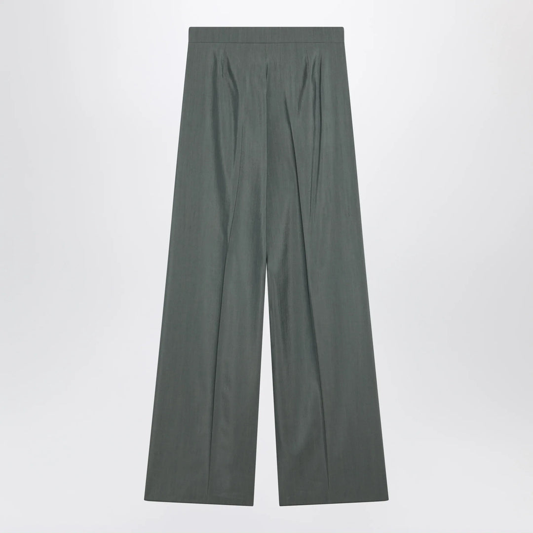 Max Mara - Dark green wide trousers in wool and silk Brand Pants