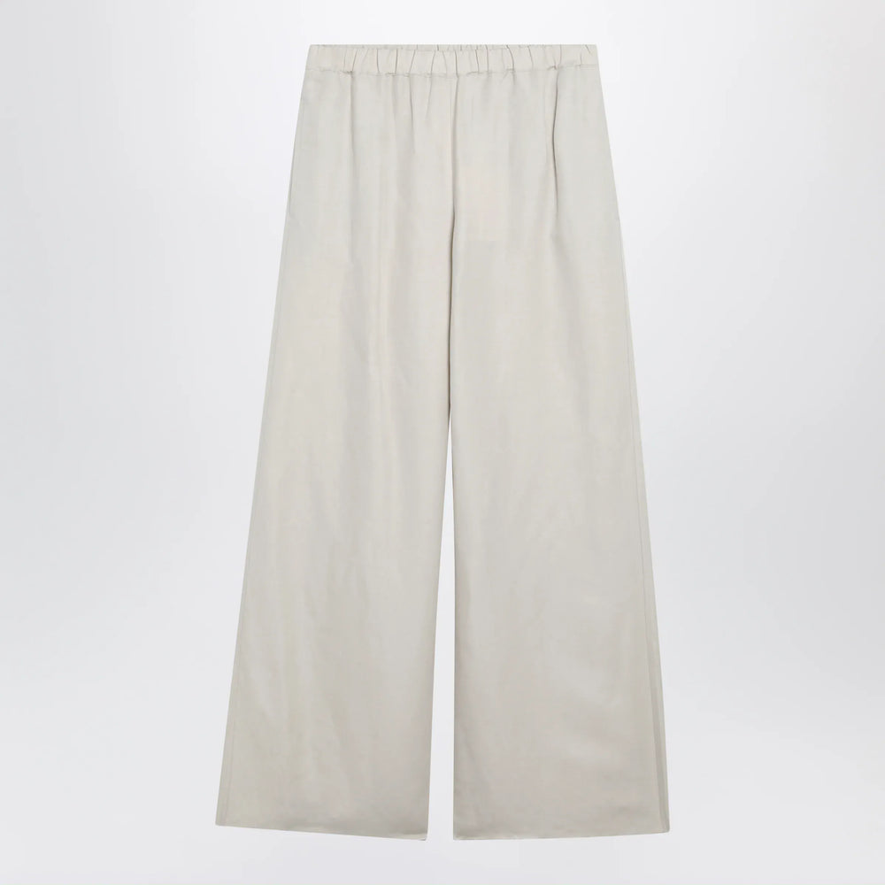 Max Mara - Wide-leg linen and silk twill trousers in beige Brand Pants 38  IT