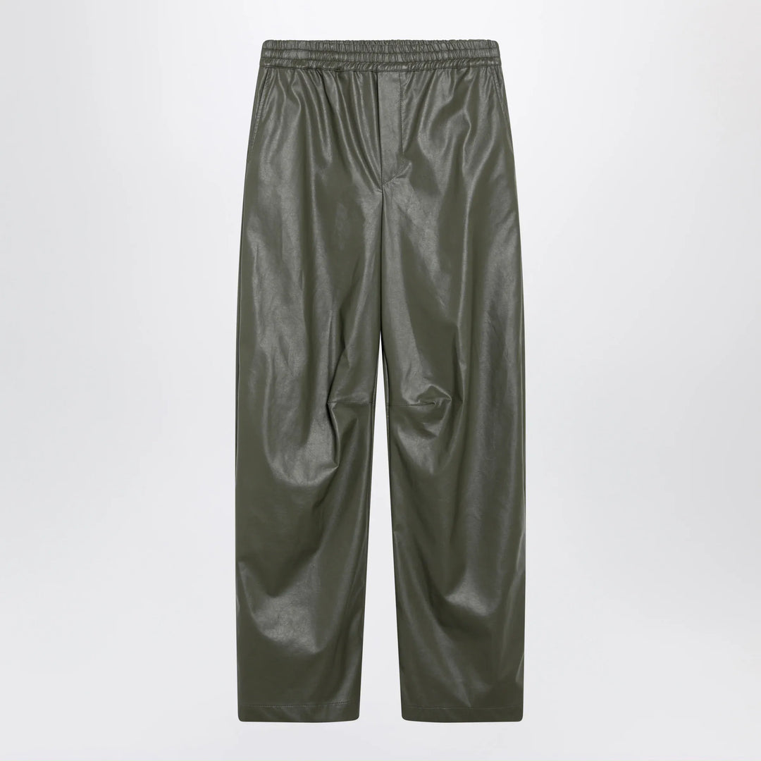 MM6 Maison Margiela - Khaki green wide-leg trousers in faux leather Brand Pants 36  IT