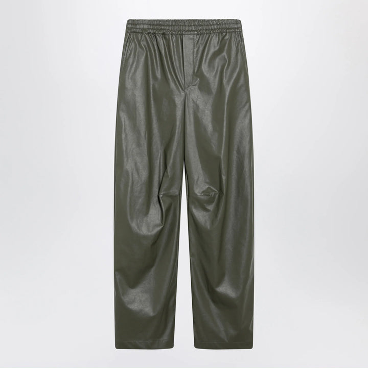 MM6 Maison Margiela - Khaki green wide-leg trousers in faux leather Brand Pants 36  IT