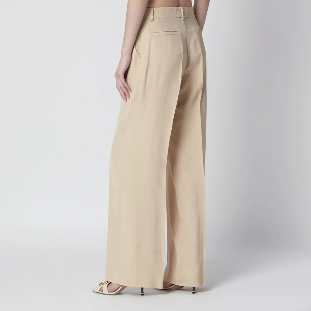 P.A.R.O.S.H. - Champagne-colored viscose trousers Brand Pants