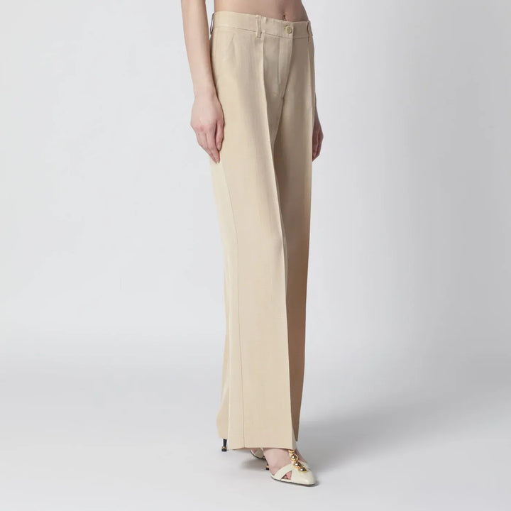 P.A.R.O.S.H. - Champagne-colored viscose trousers Brand Pants