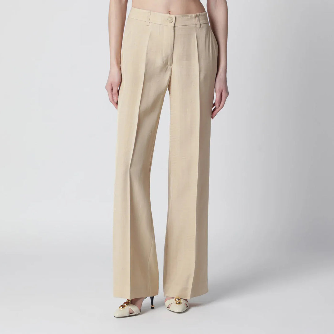 P.A.R.O.S.H. - Champagne-colored viscose trousers Brand Pants S