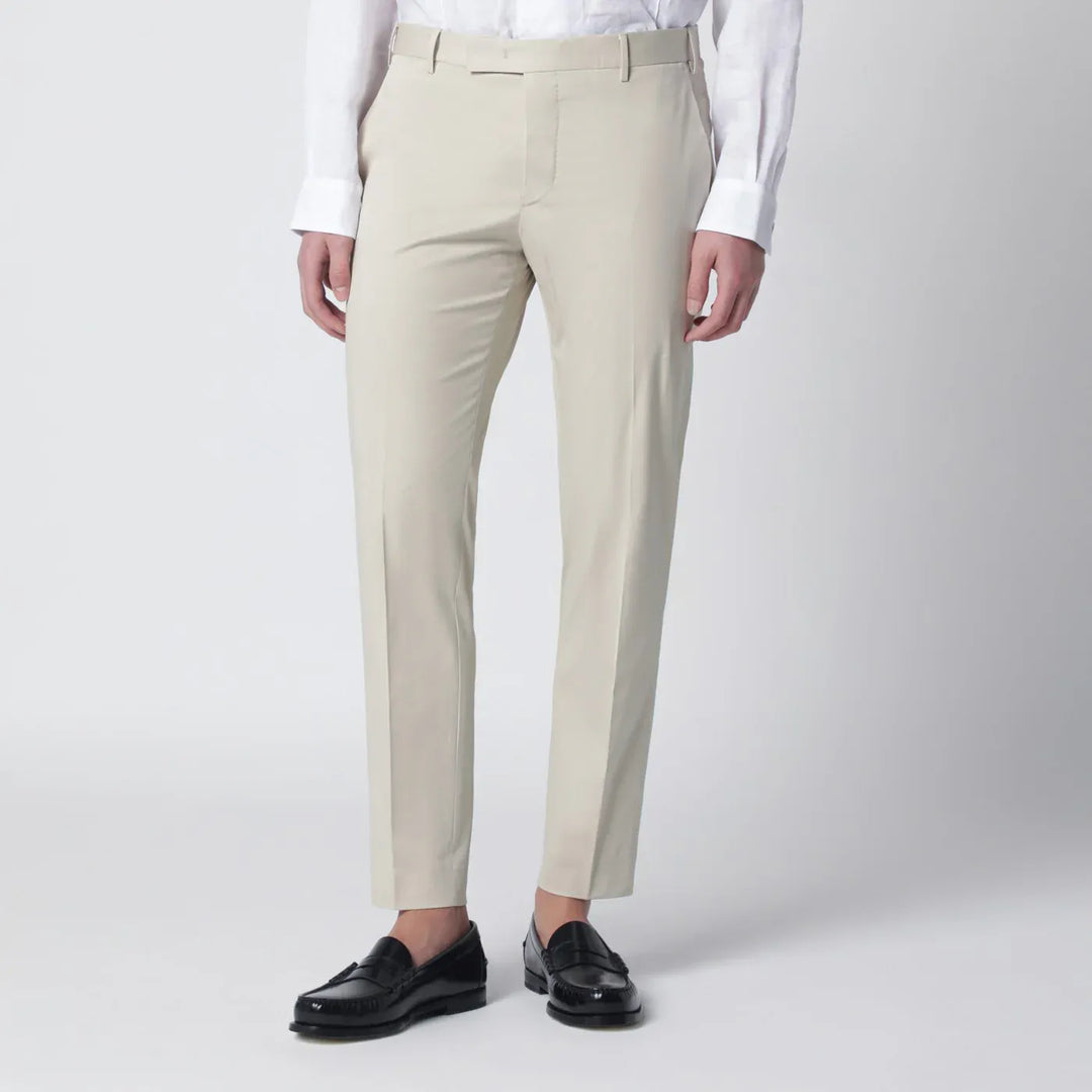 PT Torino - Beige slim-fit cotton-blend trousers Brand Pants 48 IT