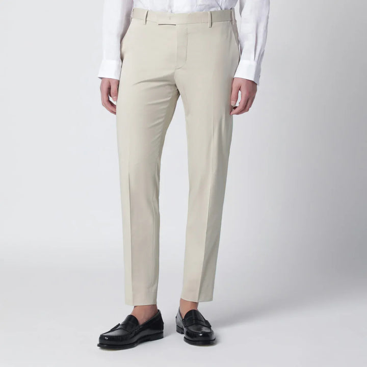 PT Torino - Beige slim-fit cotton-blend trousers Brand Pants 48 IT