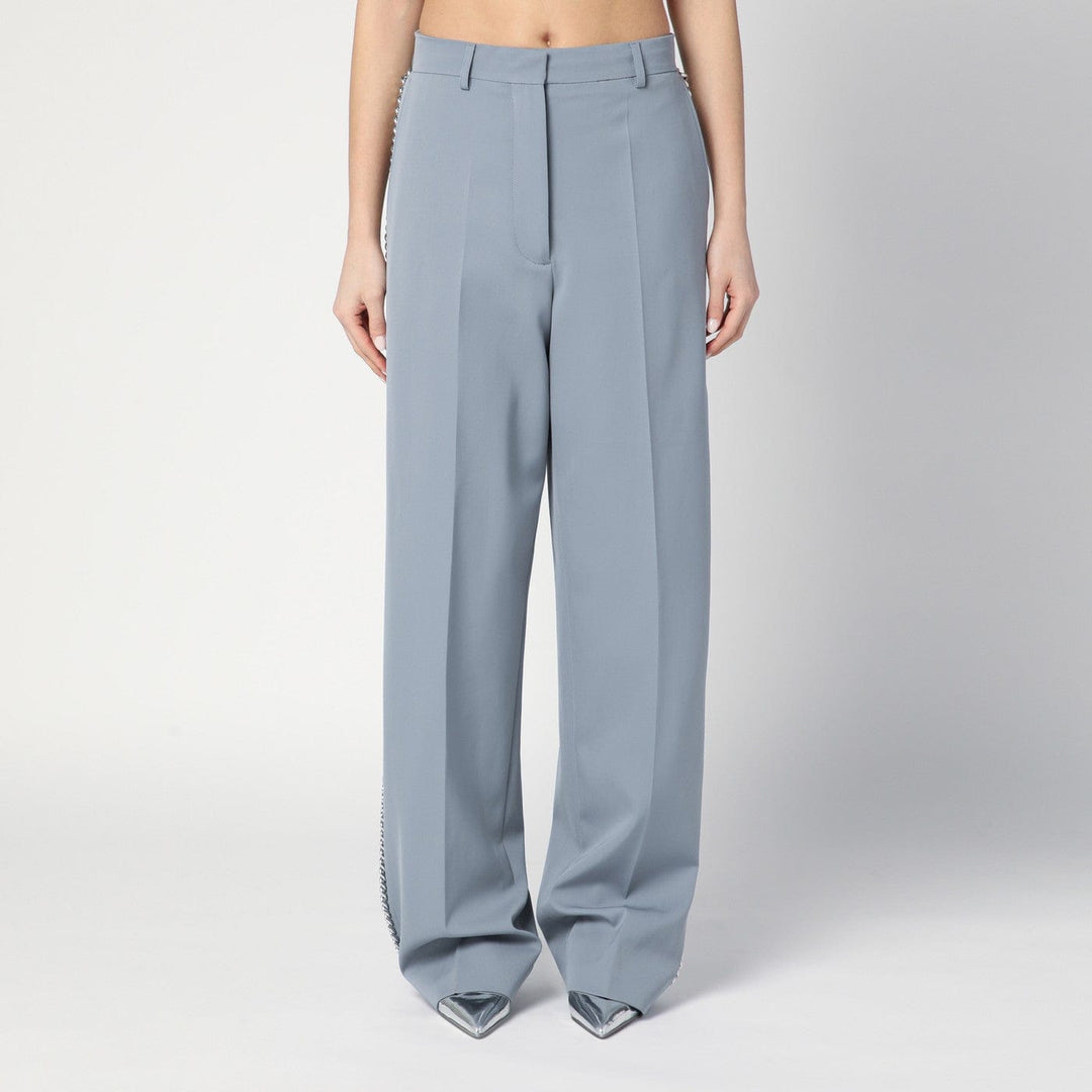 Pants Stella McCartney - Wide-leg light grey Falabella pants with chain Brand