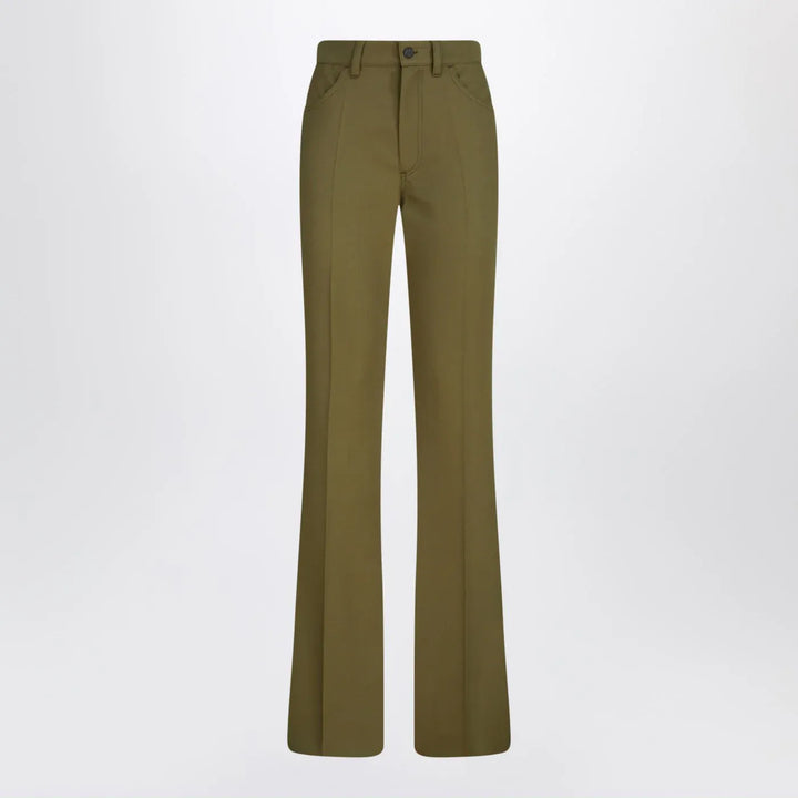 The Attico - Military green wool gabardine trousers Brand Pants 42  IT
