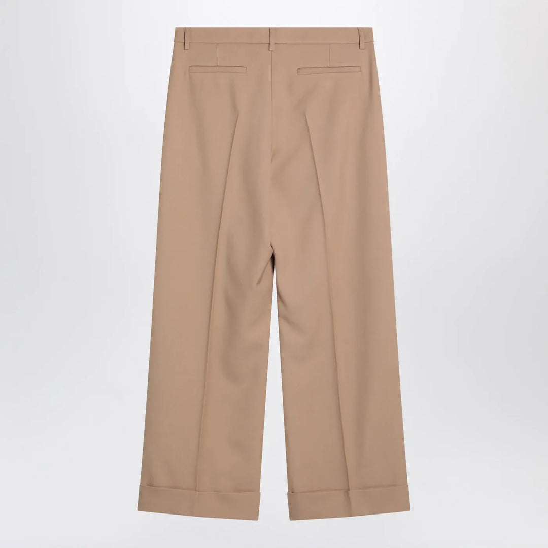Valentino - Camel-coloured wool trousers Brand Pants 48 IT