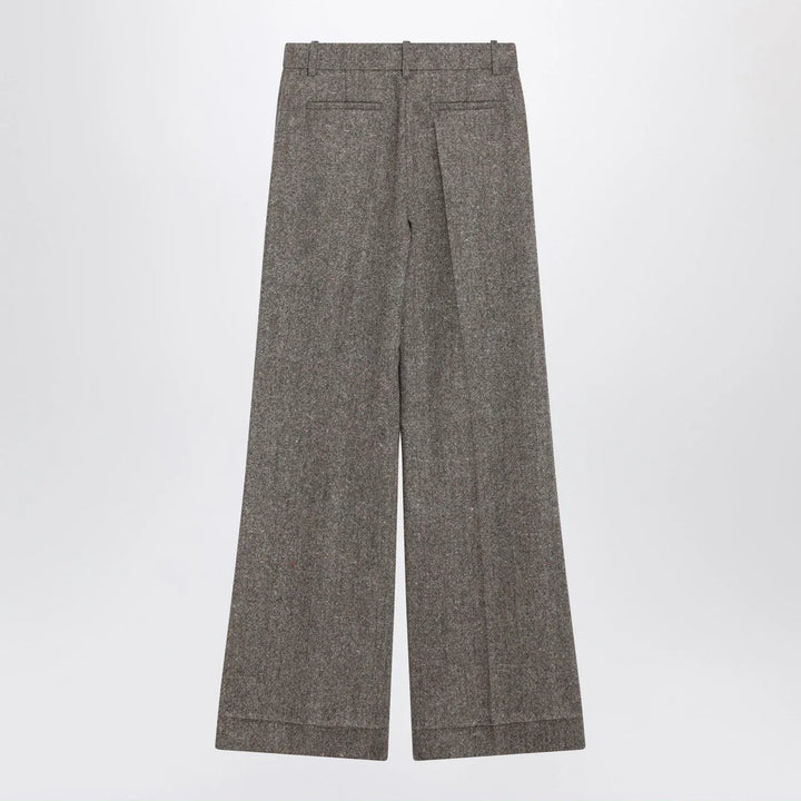 Valentino - Ivory/brown patterned wool trousers Brand Pants 42  IT