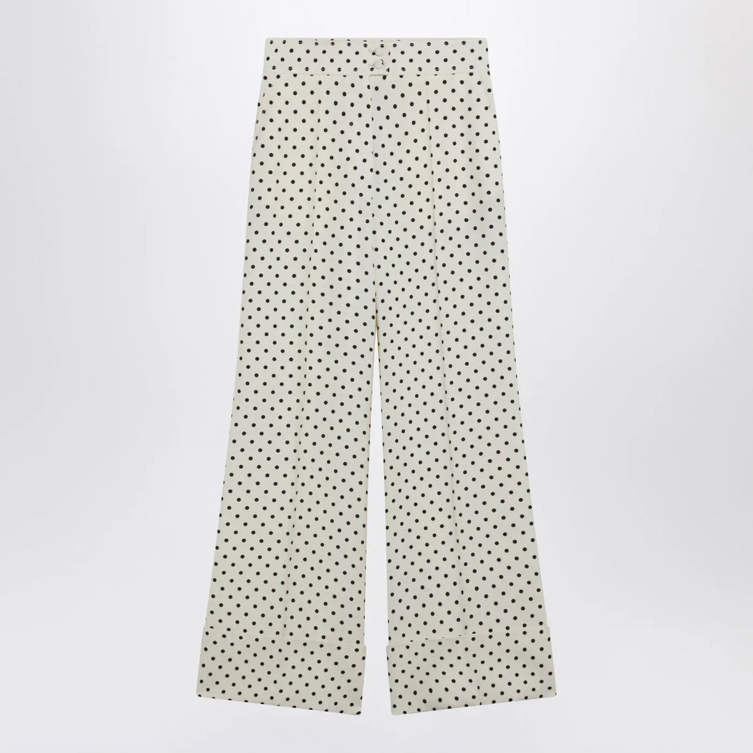 Valentino - Ivory supergran trousers with Plusdepois print Brand Pants 38  IT