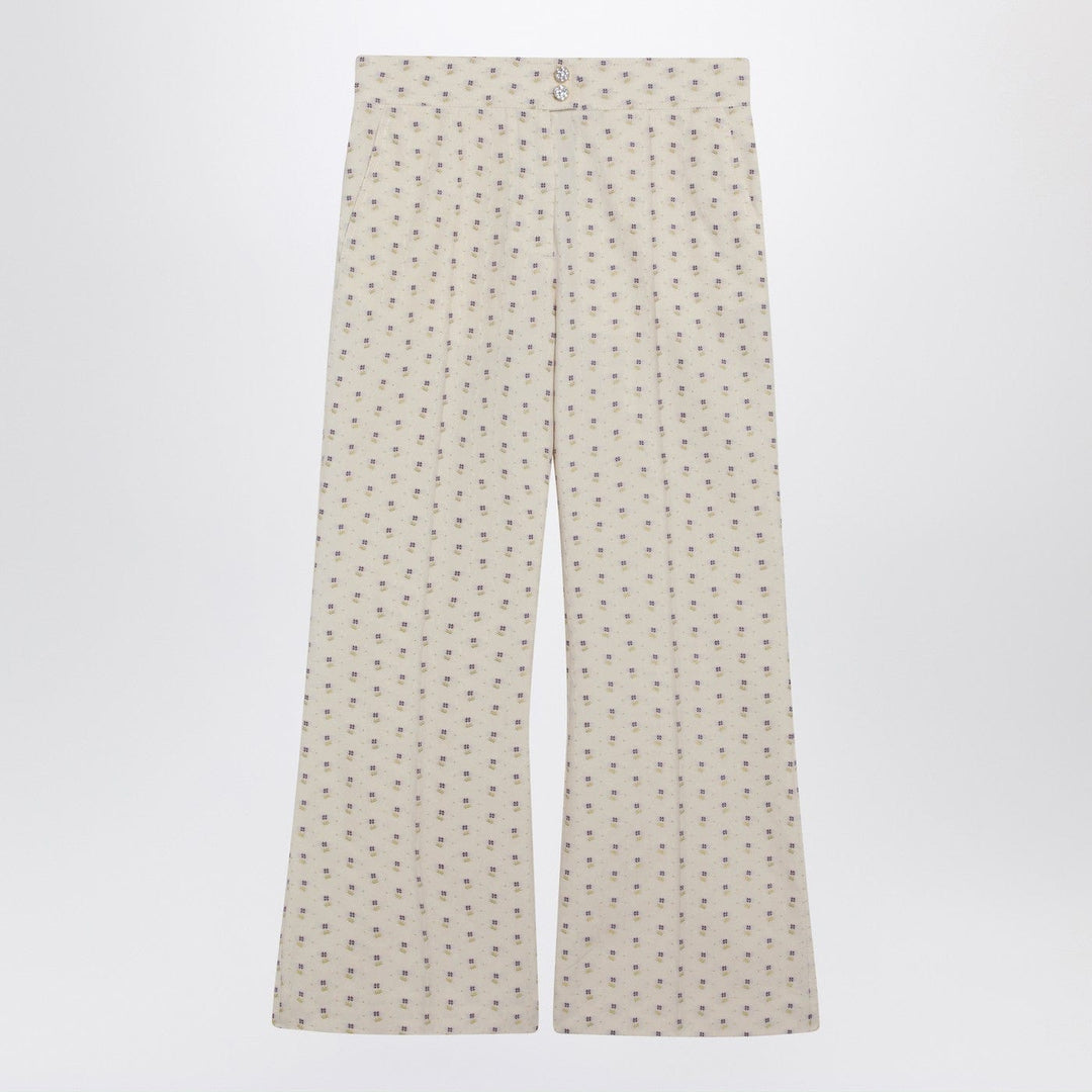 Pants Valentino - Ivory trousers with floral pattern Brand
