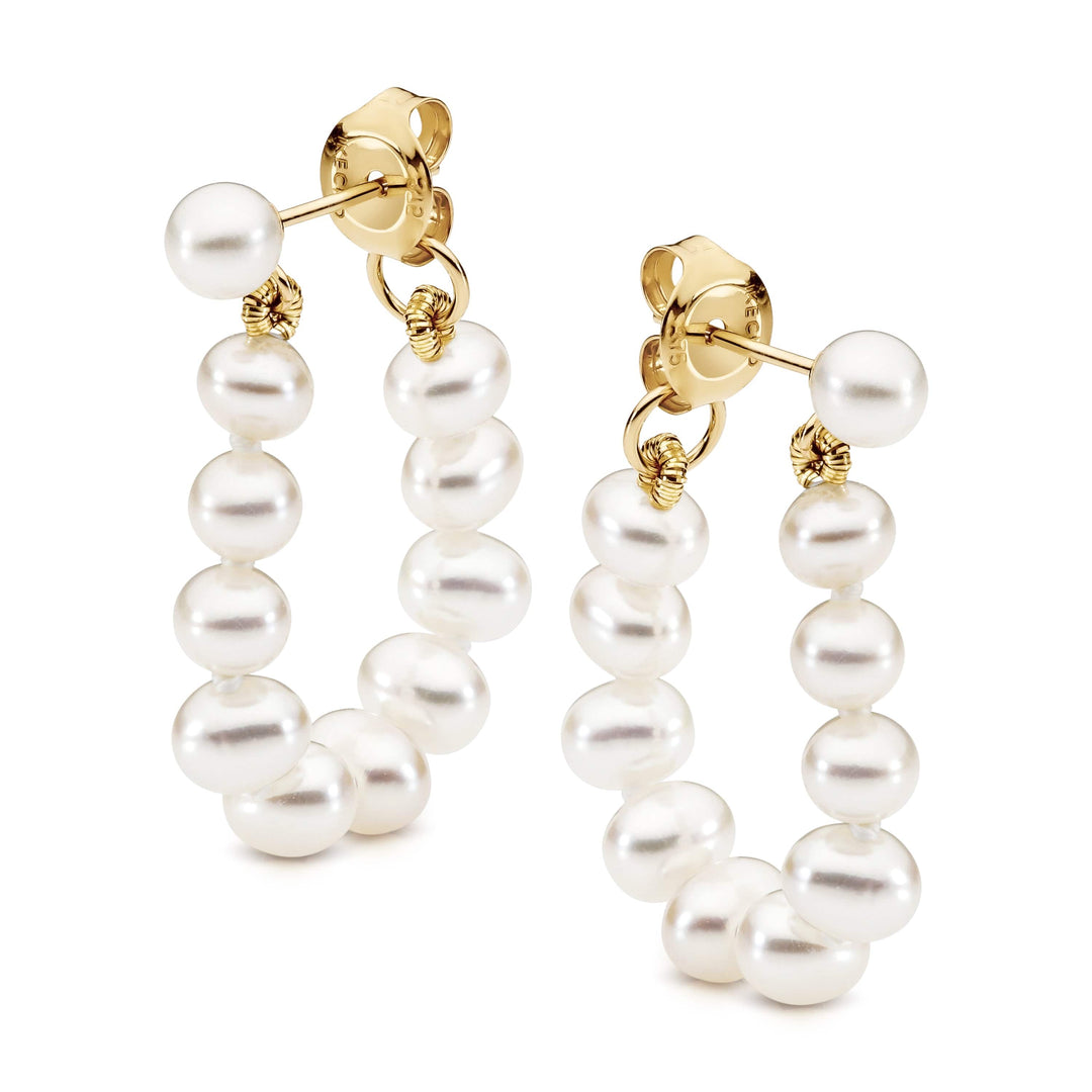 Ikecho Pearl Earrings Ikecho White Round Freshwater String Earrings Brand