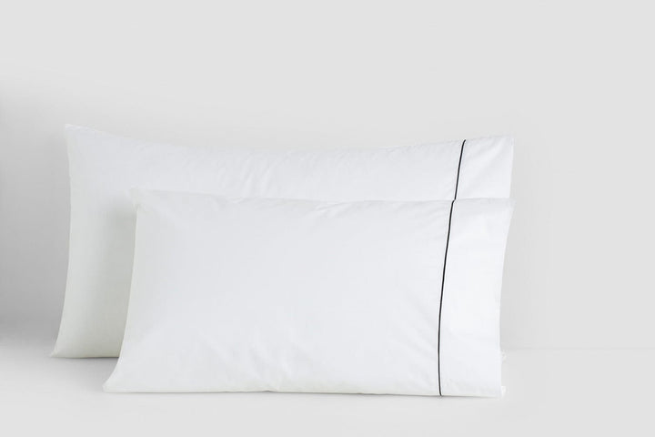 Bemboka pillow cases White/Black / Standard 48x73cm (No Flange) Bemboka Cotton Percale Pillow Cases with Piping Bemboka Cotton Percale Pillow Cases with Piping Authorised Retailer Italian Luxury Group Brand