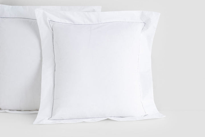 Bemboka pillow cases White/Silver / King 48x90cm (Flange) Bemboka Cotton Percale Pillow Cases with Piping Bemboka Cotton Percale Pillow Cases with Piping Authorised Retailer Italian Luxury Group Brand