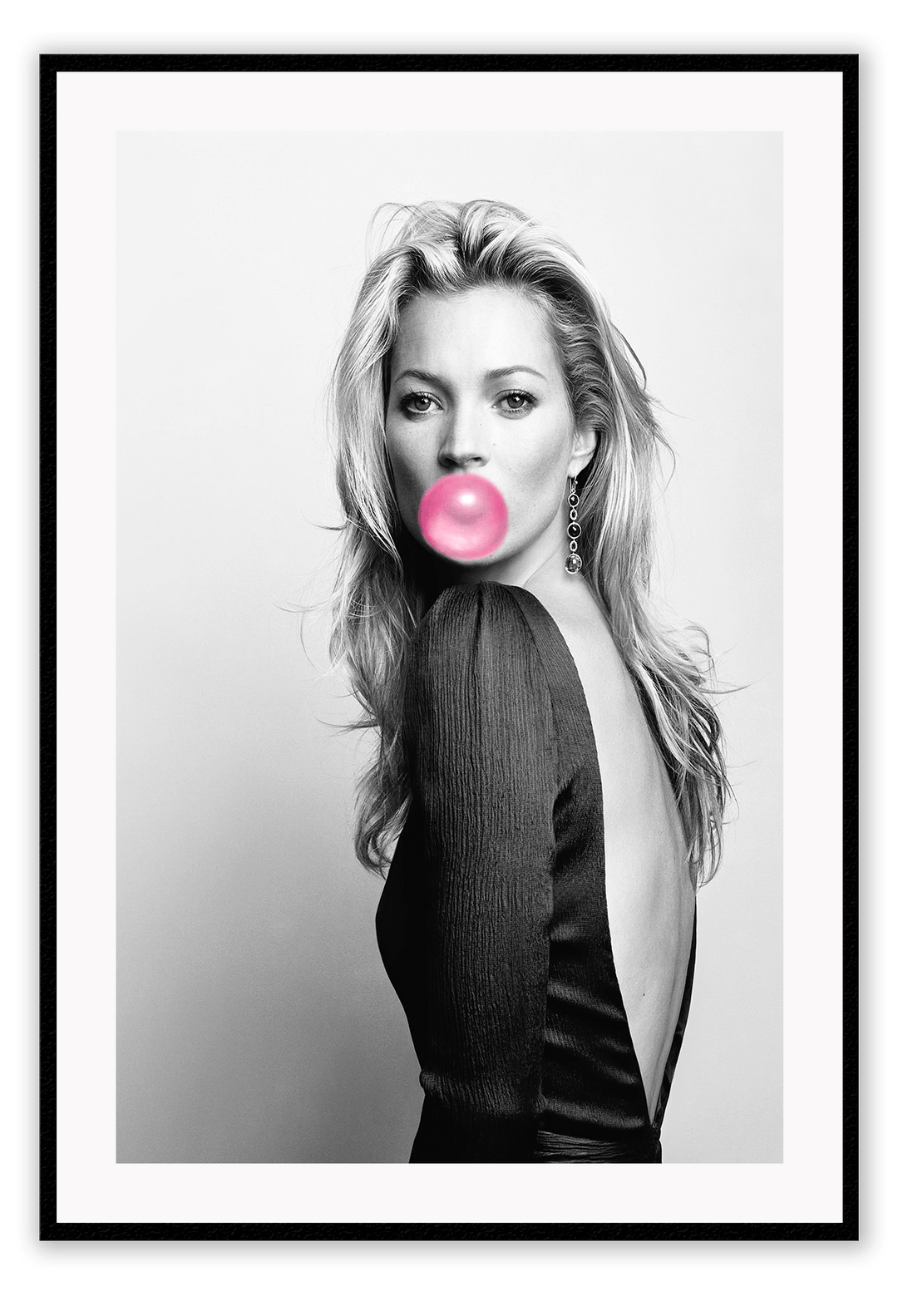 Canvas Print 50x70cm / Black Kate Moss Bubble Kate Moss Bubble Wall Art : Ready to hang framed artwork. Brand