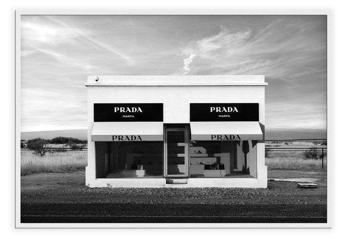 Canvas Print Small		50x70cm / White Prada Monochrome Prada Monochrome Wall Art : Ready to hang framed artwork. Brand