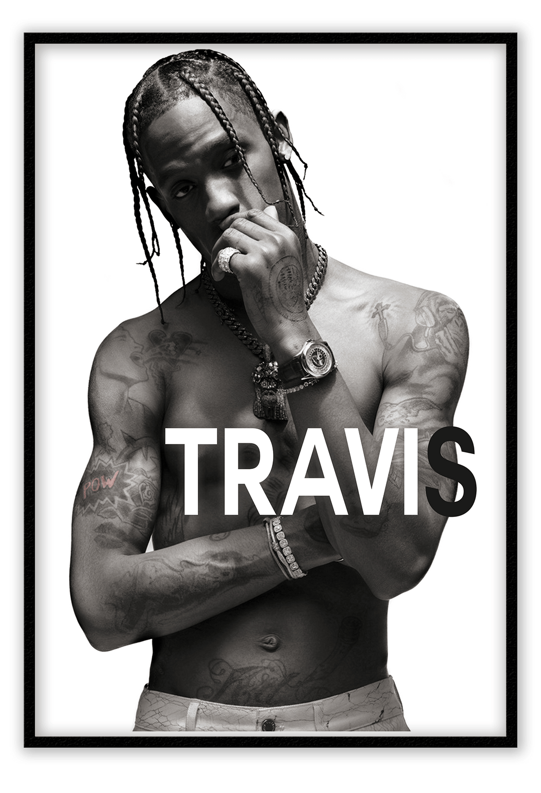 Canvas Print 50x70cm / Black Travis Travis Wall Art : Ready to hang framed artwork. Brand