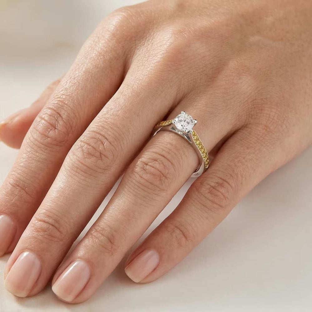 LEIBISH 0.55ct F Colour Brilliant Diamond Side-Stone Ring Brand Ring