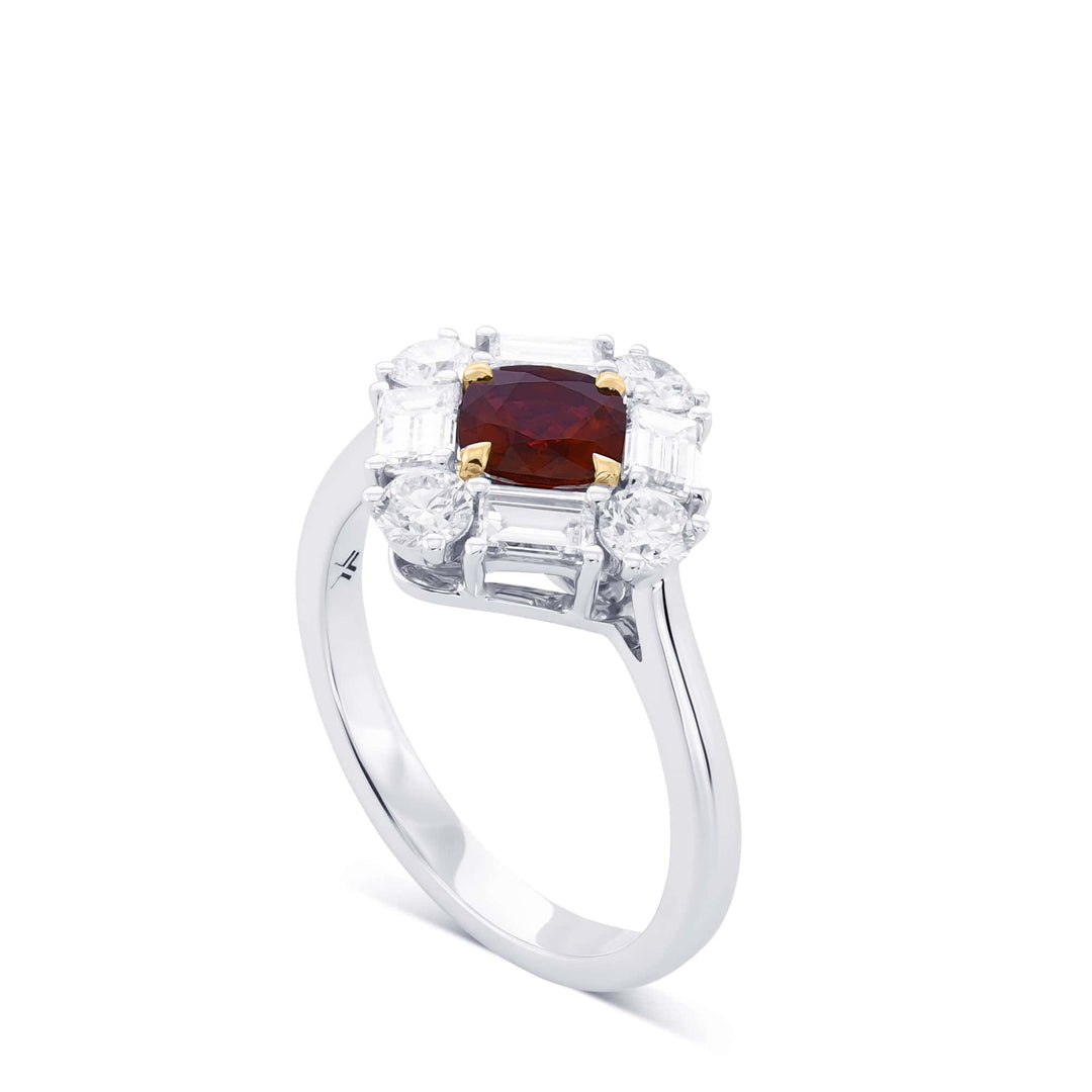 LEIBISH 0.60ct Red Ruby &amp; Diamond Halo Ring Brand Ring
