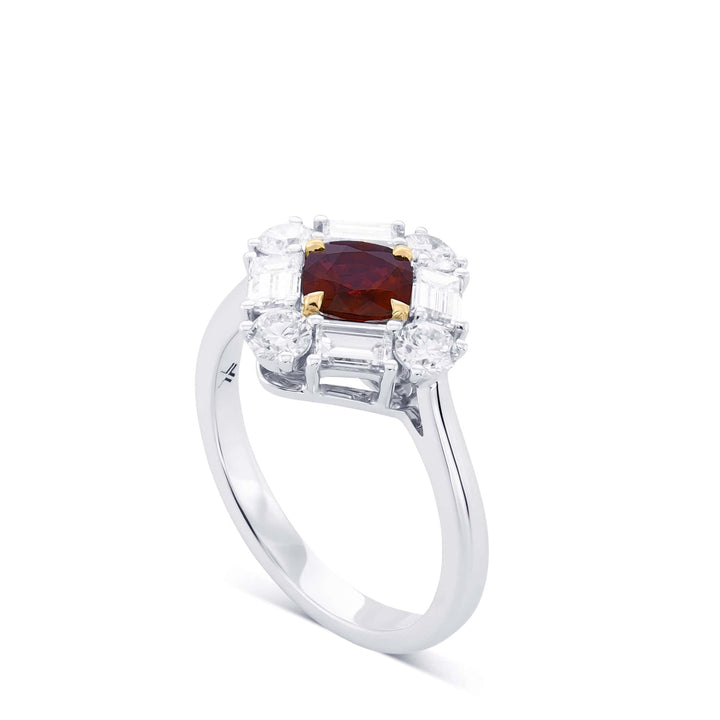 LEIBISH 0.60ct Red Ruby &amp; Diamond Halo Ring Brand Ring
