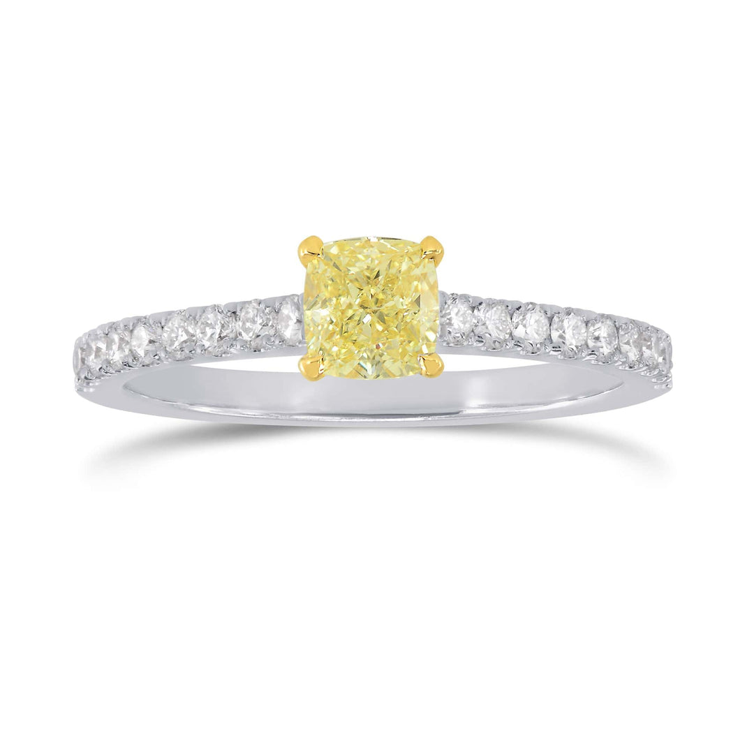 LEIBISH 0.75ct Fancy Yellow Cushion Pavé Diamond Ring Brand Ring