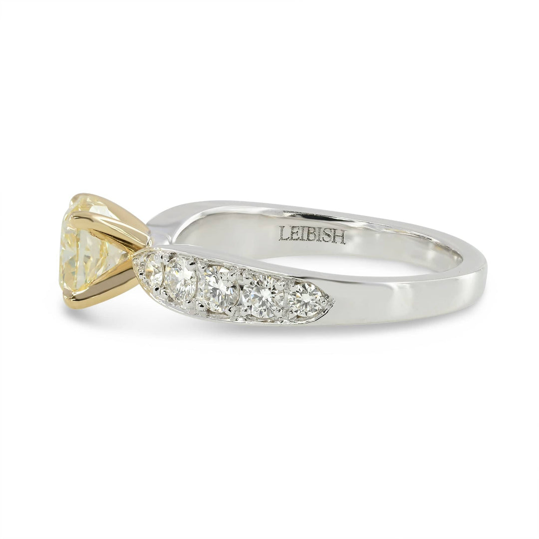 LEIBISH 1.00ct Fancy Yellow Cushion Diamond Side-Stone Ring Brand Ring