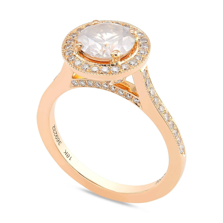 LEIBISH 1.18ct Fancy White Round Diamond Halo Engagement Ring Brand Ring
