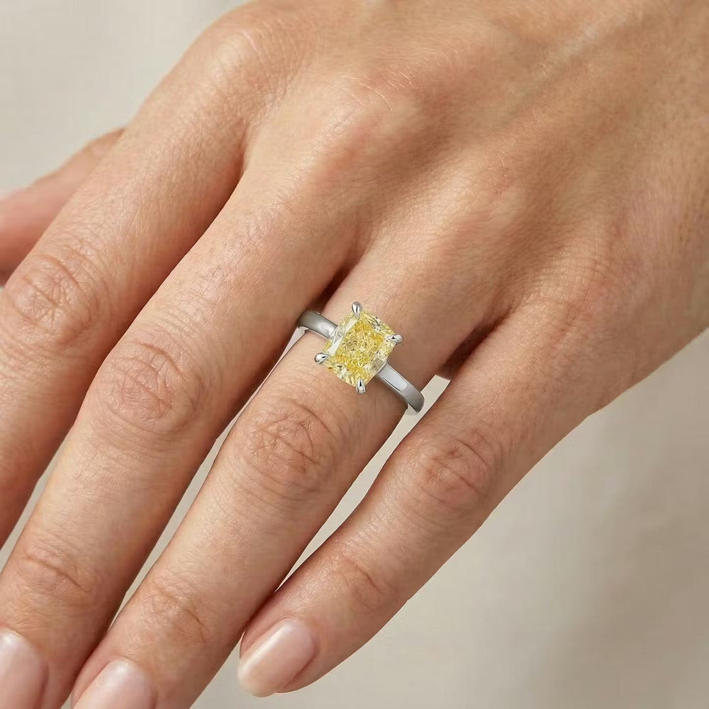 LEIBISH 1.26ct Fancy Yellow Cushion Diamond Solitaire Ring Brand Ring