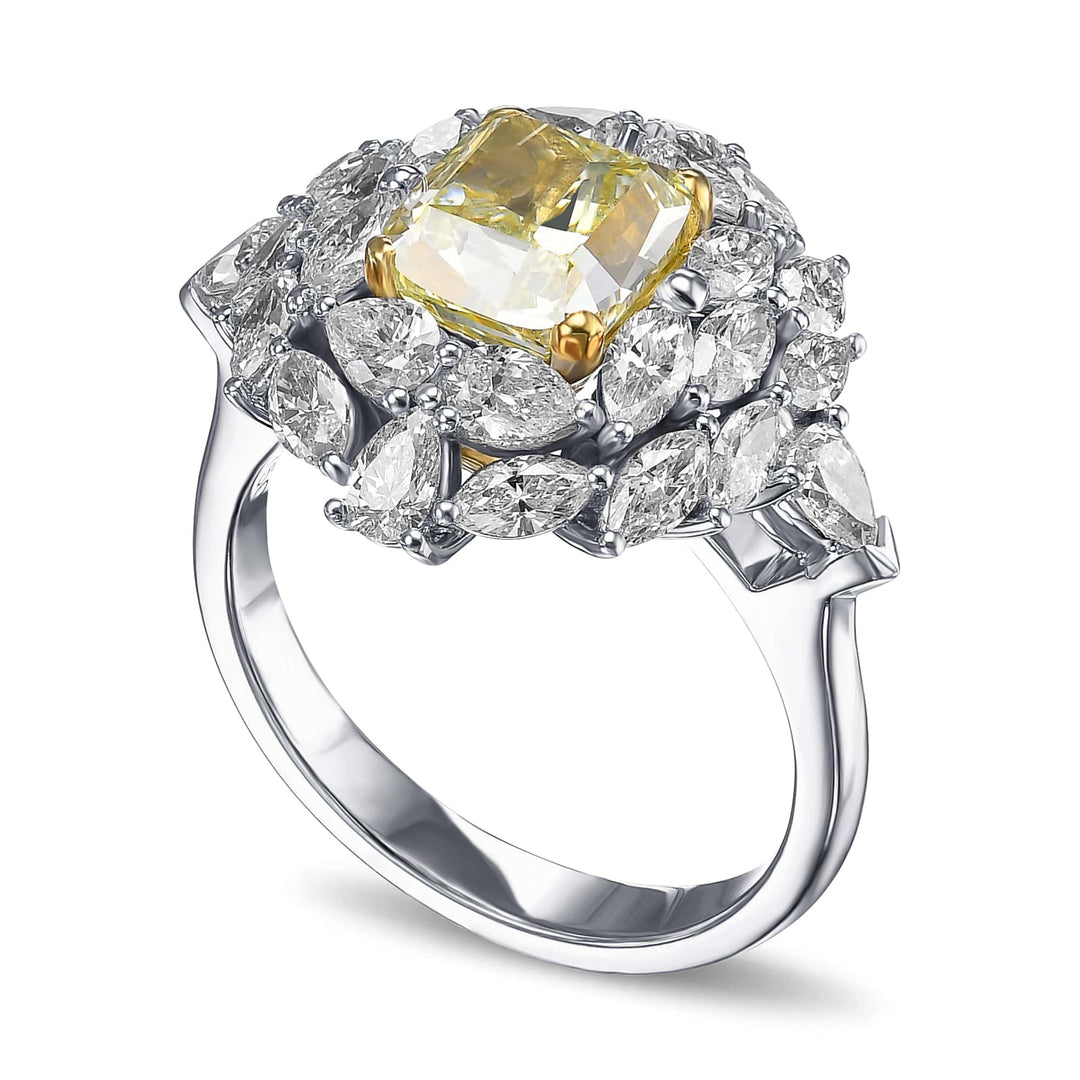 LEIBISH 2.14ct Fancy Green Yellow Cushion Diamond Ring Brand Ring