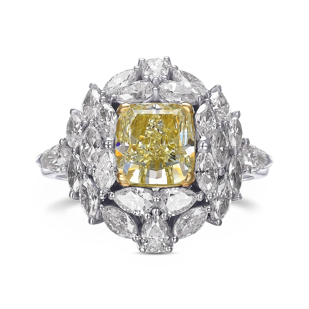 LEIBISH 2.14ct Fancy Green Yellow Cushion Diamond Ring Brand Ring
