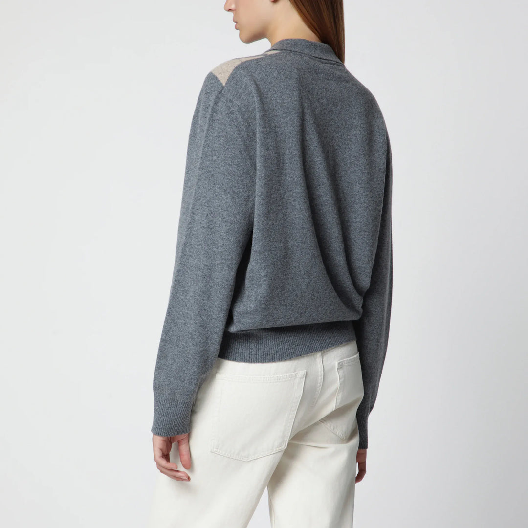 Róhe - Grey polo with beige Argyle pattern in wool blend Brand