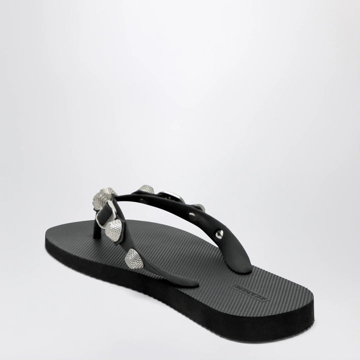 Balenciaga - Cagole black rubber thong slides Brand Sandals