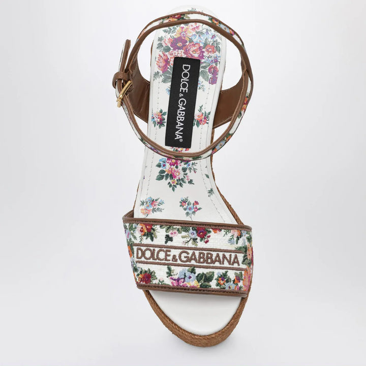 Dolce&amp;Gabbana - Wedge sandals with logo embroidery Brand Sandals