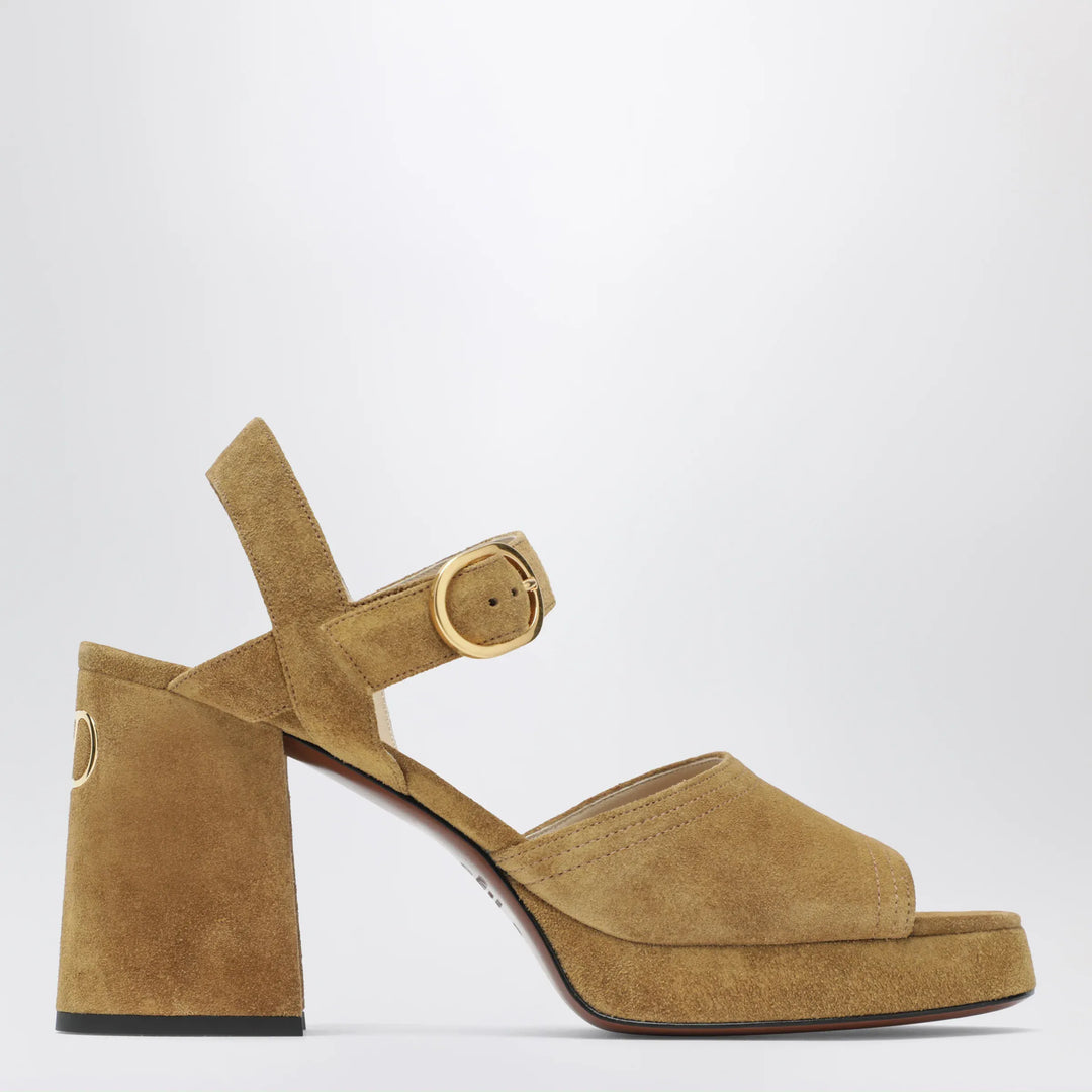Valentino Garavani - Beige Fawcette platform sandals in split leather Brand Sandals 36 IT