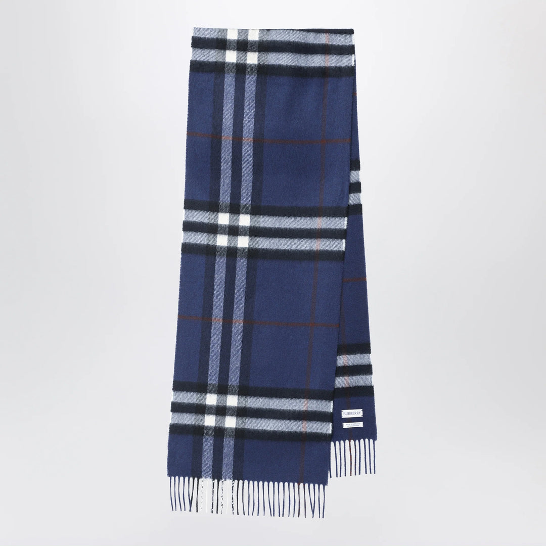 Burberry - Blue cashmere scarf with a checked pattern Brand Scarves & Shawls U