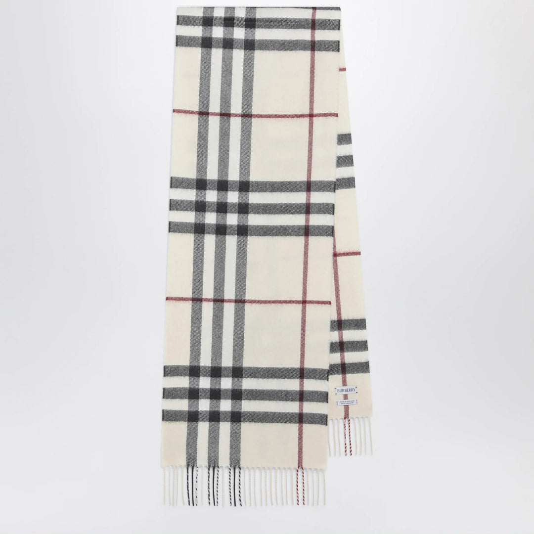Burberry - Check cashmere scarf in stone Brand Scarves & Shawls U