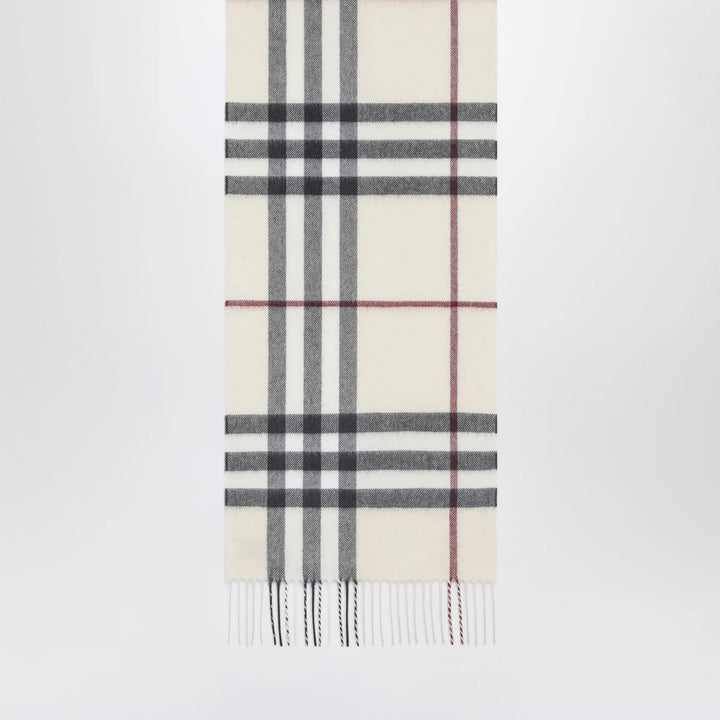 Burberry - Check cashmere scarf in stone Brand Scarves &amp; Shawls U
