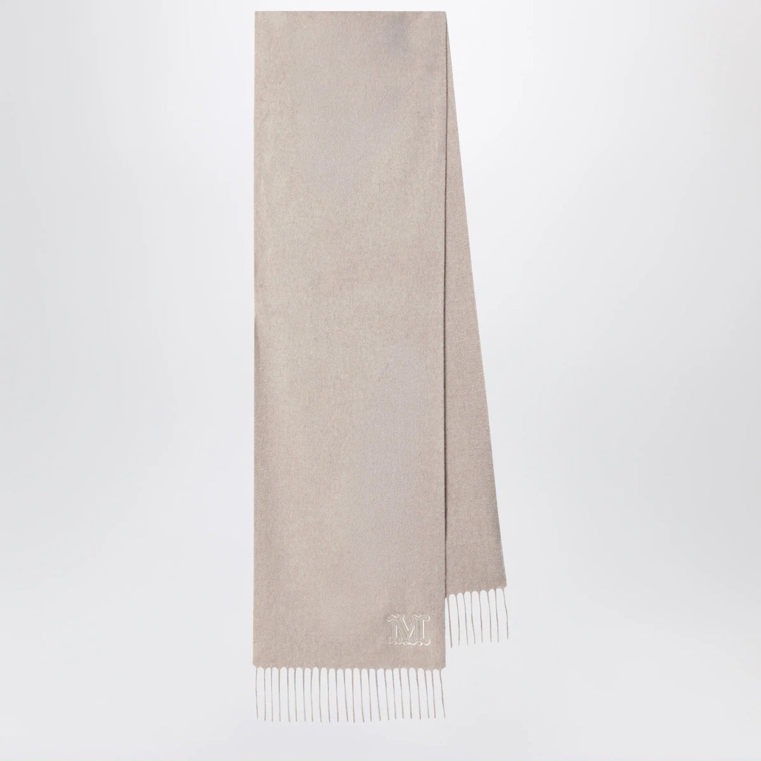 Max Mara - Sand-colored cashmere scarf with embroidered logo Brand Scarves & Shawls U