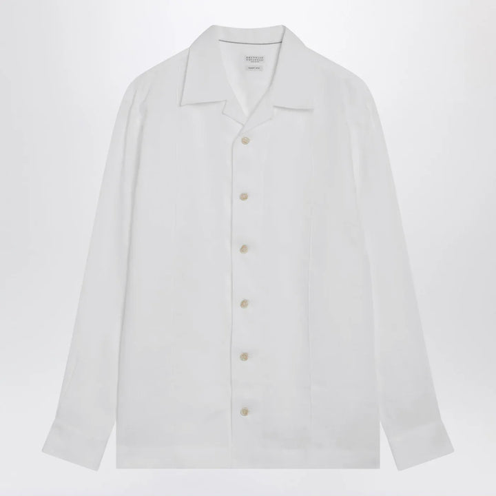 Brunello Cucinelli - White linen East Fit shirt Brand Shirt M