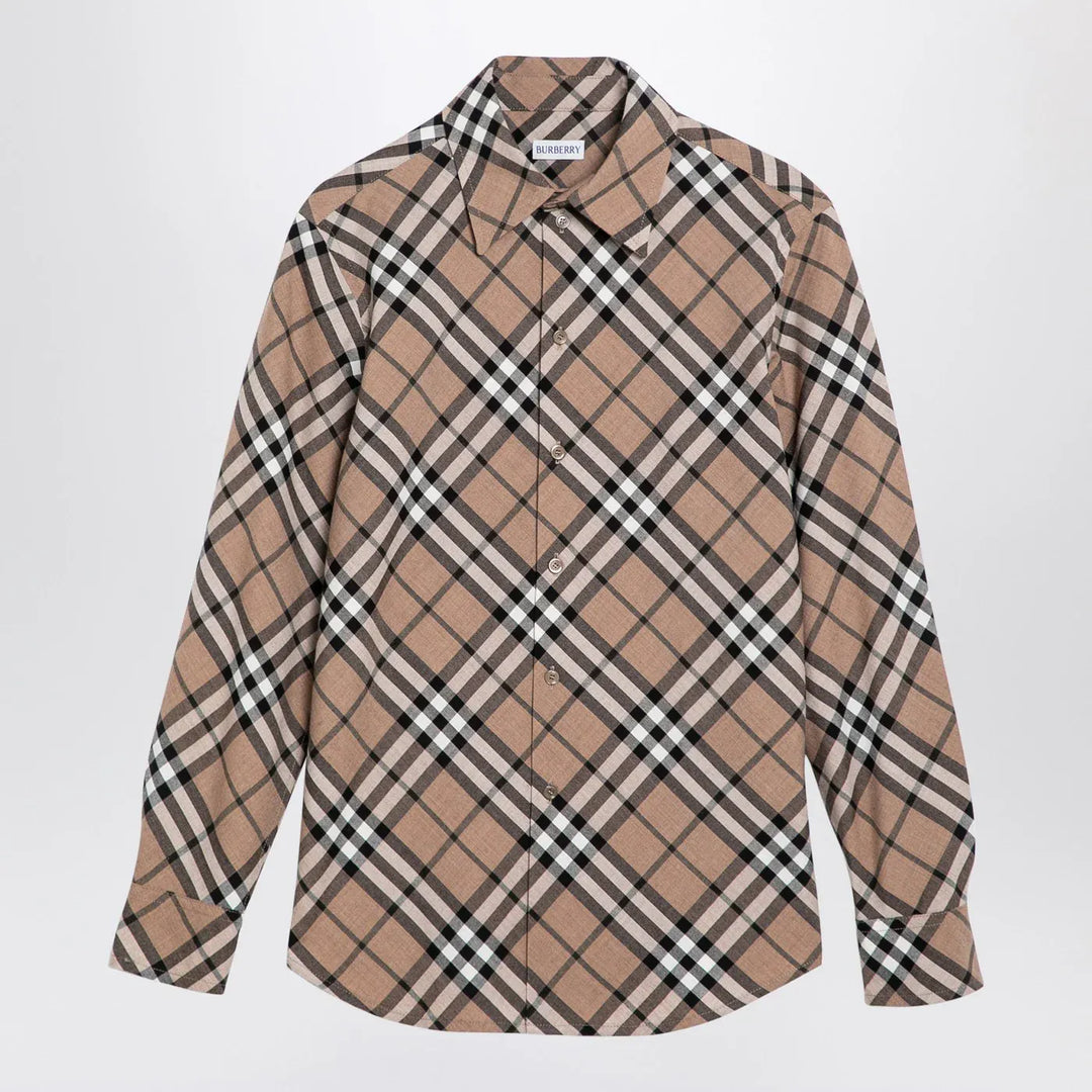 Burberry - Check pattern wool blend shirt Brand Shirt 2